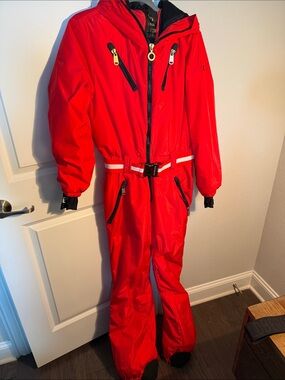 Goldbergh Bright Red Ski One-Piece Suit with Hood Lexi